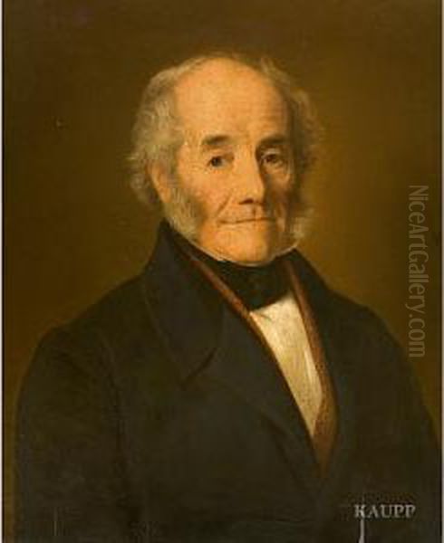 Brustbildnis Im 
Dreiviertelprofil Nach Rechts Einesalteren Herrn Mit Backenbart In 
Dunklem Rock Mit Weisem Hemd Undschwarzer Halsbinde Oil Painting by Johann Friedrich Dietler