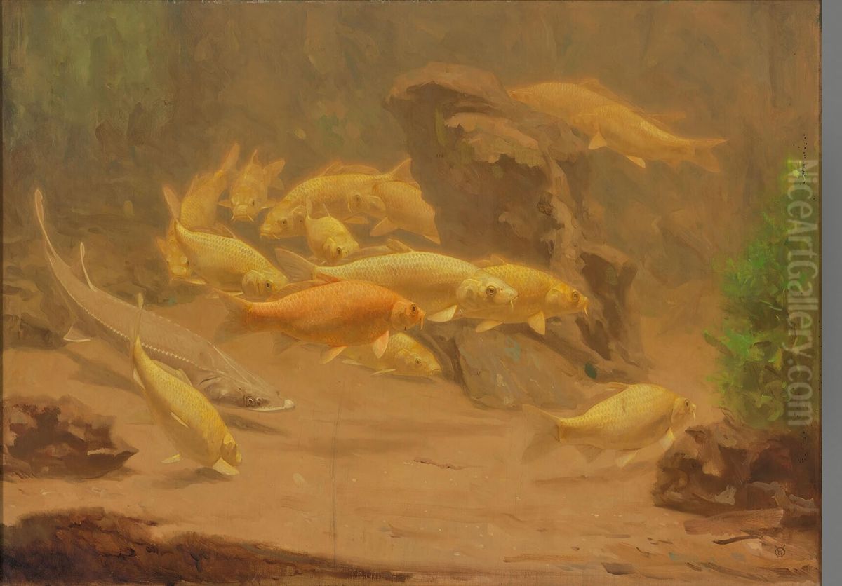 Aquarium Oil Painting by Gerrit Willem Dijsselhof