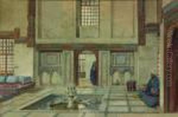 Le Harem Du Sheik Sadat Au Caire Oil Painting by Frank Dillon