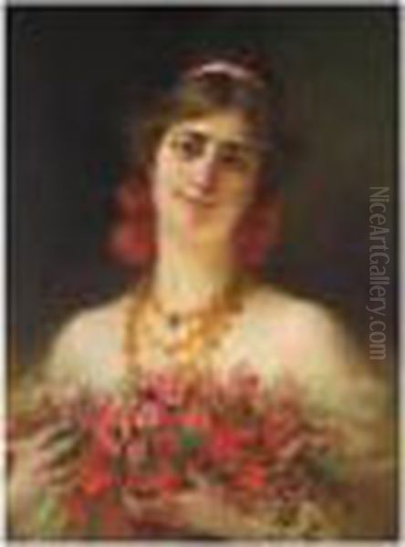 Oriental Beauty Oil Painting by Serkis Diranian