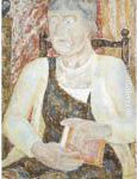 Portrait Of A Lady Holding A Book Oil Painting by Jessica Stewart Dismorr
