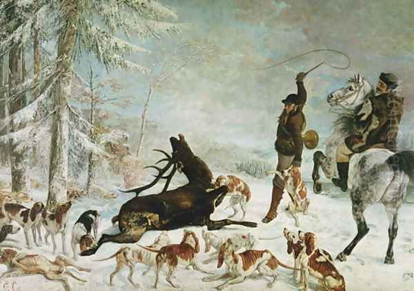 The Death of the Deer, 1867 Oil Painting by Gustave Courbet