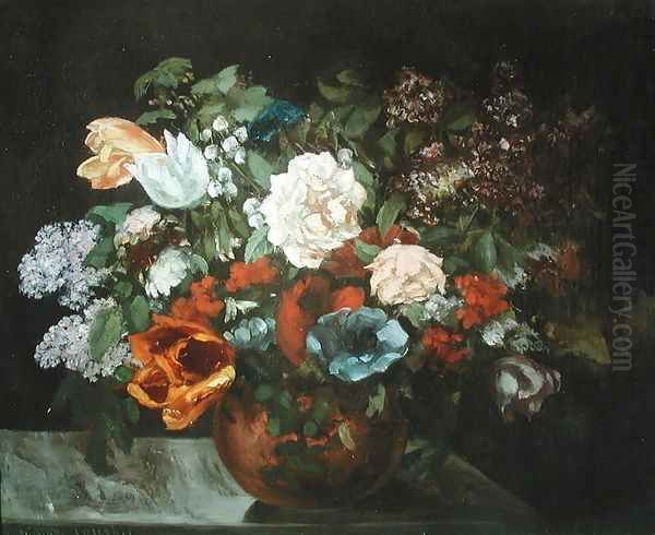 Bouquet of Flowers, 1863 Oil Painting by Gustave Courbet