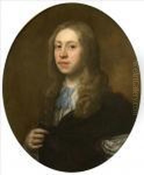 Portrait Of A Gentleman, By 
Repute A Member Of The Savile Family Of Thornhill, Yorkshire, Bust 
Length Oil On Canvas Oval, 68cm X 58cm Oil Painting by William Dobson