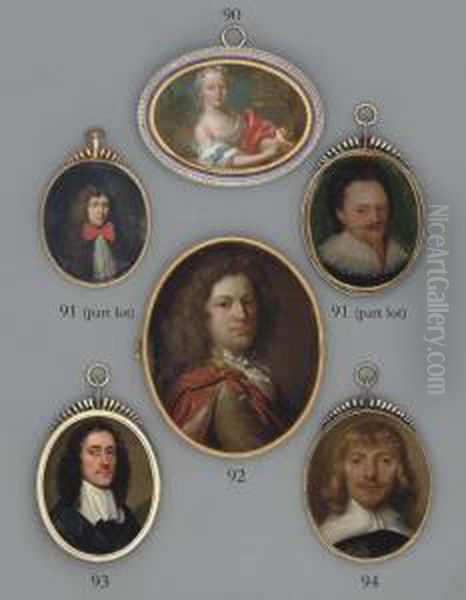 A Young Gentleman, In Black 
Doublet With White Lawn Collar And Tassels, Shoulder-length Fair Hair, 
Moustache And Small Pointed Beard Oil Painting by William Dobson