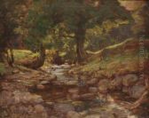 A Shady Nook Oil Painting by Alexander Brownlie Docharty