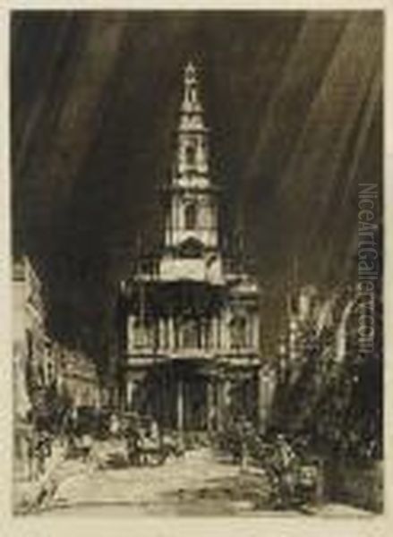 The Strand (with Sky) Oil Painting by Francis H. Dodd