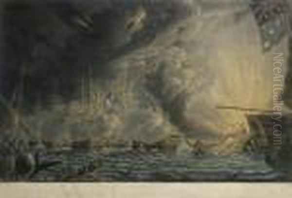 The Battle Of The Nile: Attack 
At Sunset; At 10 O'clock At Night; Near Midnight; And On The Ensuing 
Morning Oil Painting by Robert Dodd