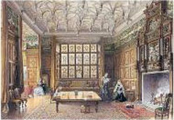 The Dining Room, Gilling Castle, Yorkshire Oil Painting by Edwin Thomas Dolby