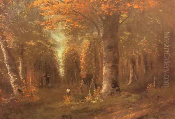 La Fôret En Automne (Forest in Autumn) Oil Painting by Gustave Courbet