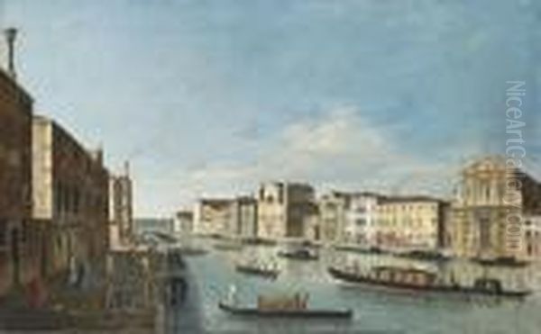 The Grand Canal, Venice, With 
The Churches Of The Scalzi And Santa Lucia, And The Palazzi Bragadin And
 Barzizza Oil Painting by Apollonio Domenichini