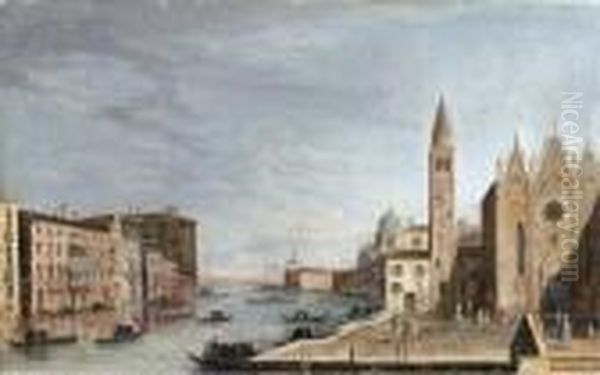The Grand Canal, Venice, Looking
 East Towards The Dogana From The Campo Di San Vio, With The Palazzo 
Correr Oil Painting by Apollonio Domenichini