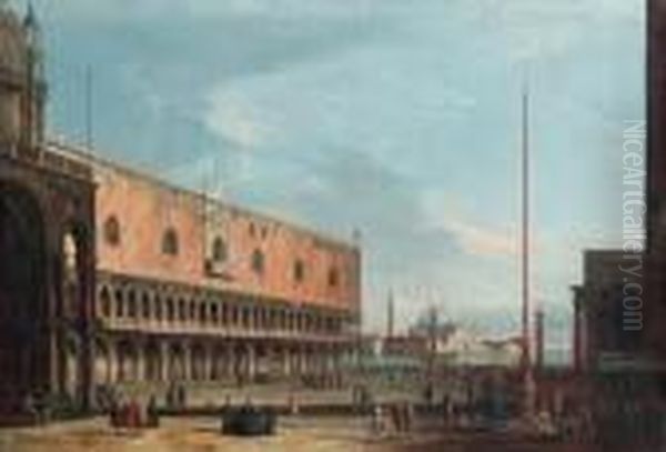 Venice: The Piazzetta And The 
Doge's Palace Looking South Towardsthe Church Of San Giorgio Maggiore Oil Painting by Apollonio Domenichini