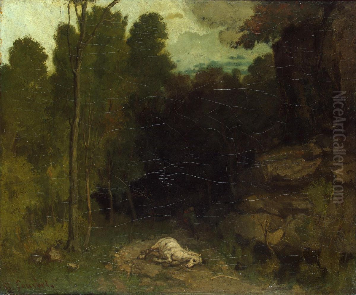Landscape with a Dead Horse Oil Painting by Gustave Courbet