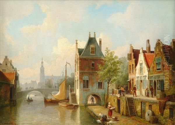 Christian Dommersen Tidewaiters House, Alkmaar Oil Painting by Cornelis Christiaan Dommersen