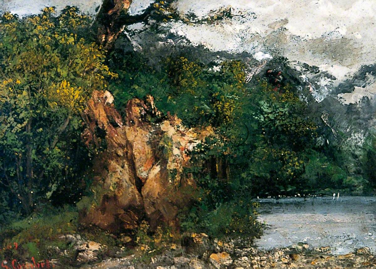 Swiss Landscape Oil Painting by Gustave Courbet