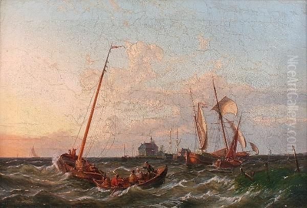 View On The Scheldt Oil Painting by Pieter Christiaan Cornelis Dommersen