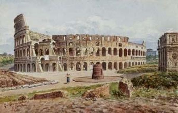 A) Il Colosseo E L'arco Di Costantino
B) Il Foro Romano Oil Painting by Stefano Donadoni