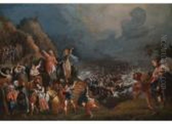 Der Zug Durch Das Rote Meer
 Ol Auf Leinwand. Oil Painting by Giovanni Andrea Donducci (see MASTELLETTA)