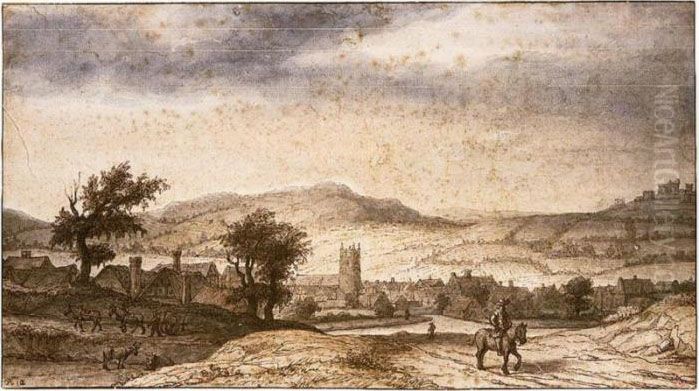 View Of Newport, On The Isle Of Wight, From The North Oil Painting by Lambert Doomer