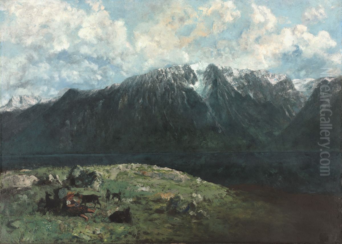 Panoramic View of the Alps, Les Dents du Midi Oil Painting by Gustave Courbet