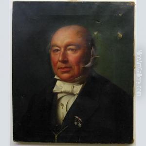 Portrait Of A Gentleman Decorated With Medals Oil Painting by Anton Laurids Johannes Dorph