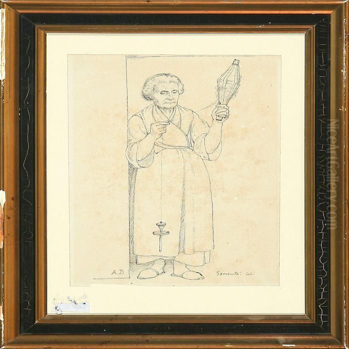 Italian Woman In Adoorway Oil Painting by Anton Laurids Johannes Dorph