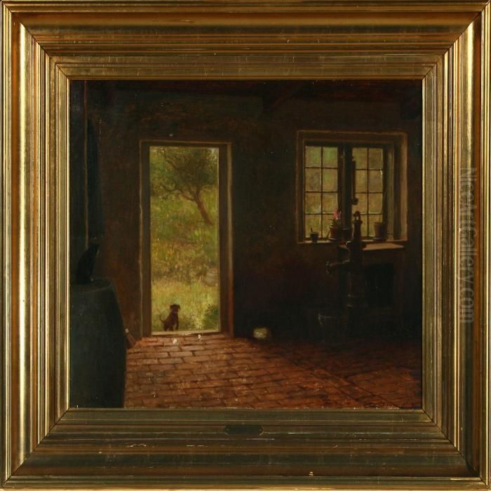 I Middagsstilheden. Interior Fra Als Oil Painting by Anton Laurids Johannes Dorph