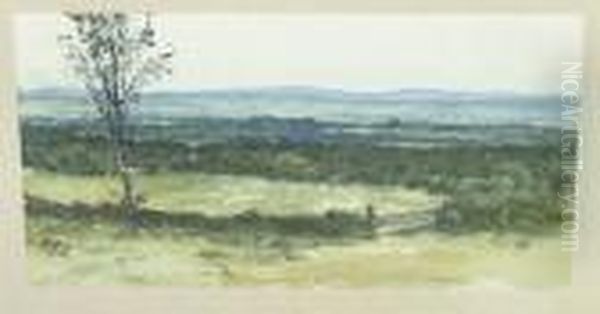 P.r.s.a. An Extensive 
Landscape, Possibly The Scottish Lowlands Signed With The Artist's 
Initials, An Unfinished Preparatory Sketch Oil Painting by William Fettes Douglas
