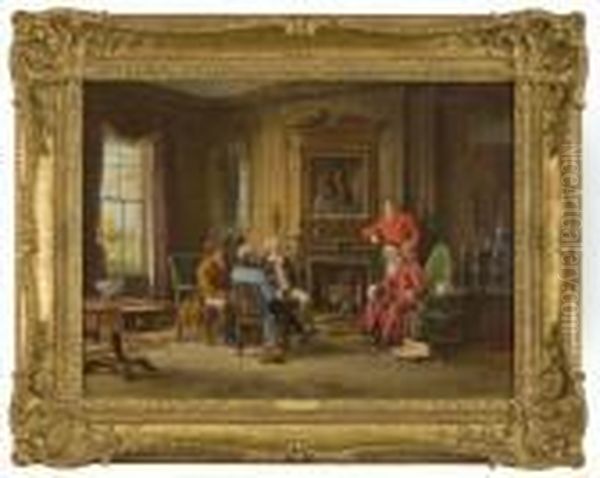 A Good Story. Oil Painting by Margaret Dovaston