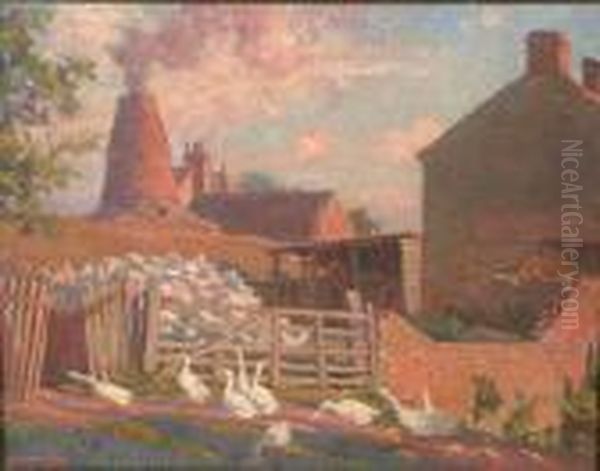 View Of A Farmyard Oil Painting by Margaret Dovaston