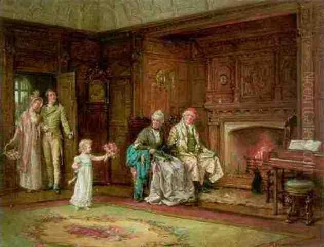 Their Golden Wedding Oil Painting by Margaret Dovaston