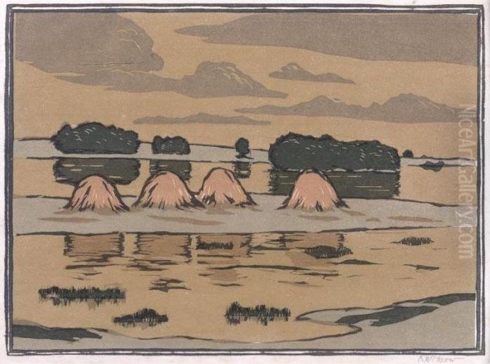 In The Salt Marshes Oil Painting by Arthur Wesley Dow