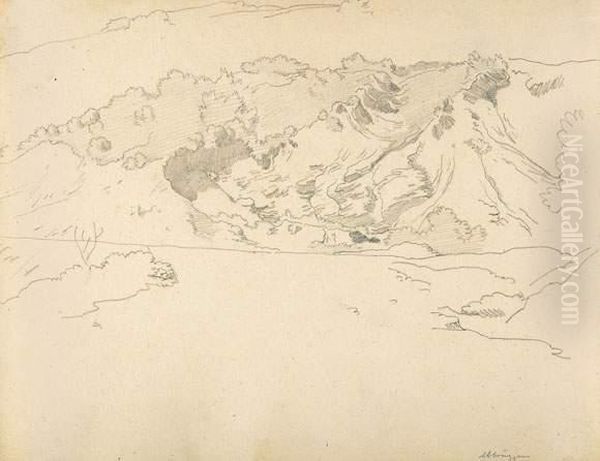 Blick Auf Die Abruzzen. Oil Painting by Heinrich Dreber