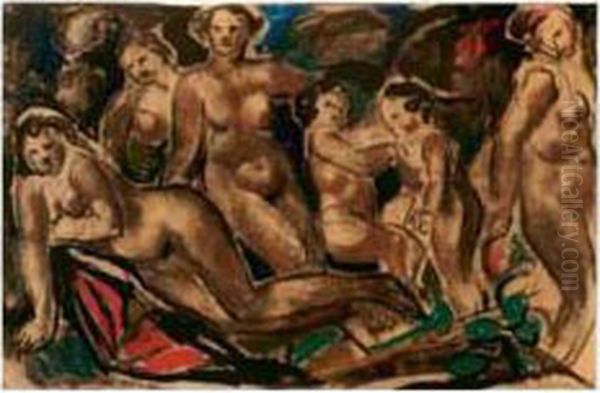 Baigneuses Oil Painting by Leon Ernest Drivier