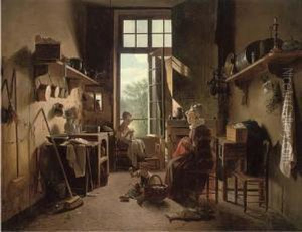 Interior Of A Kitchen Oil Painting by Martin Drolling