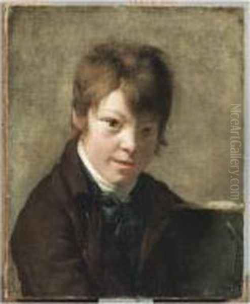 Portrait De Jeune Garcon, 
Presumement Le Fils De L'artiste, Michel Martin A L'age De 11 Ans Oil Painting by Martin Drolling
