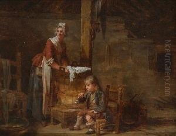 Wascherin Am Zuber Oil Painting by Martin Drolling