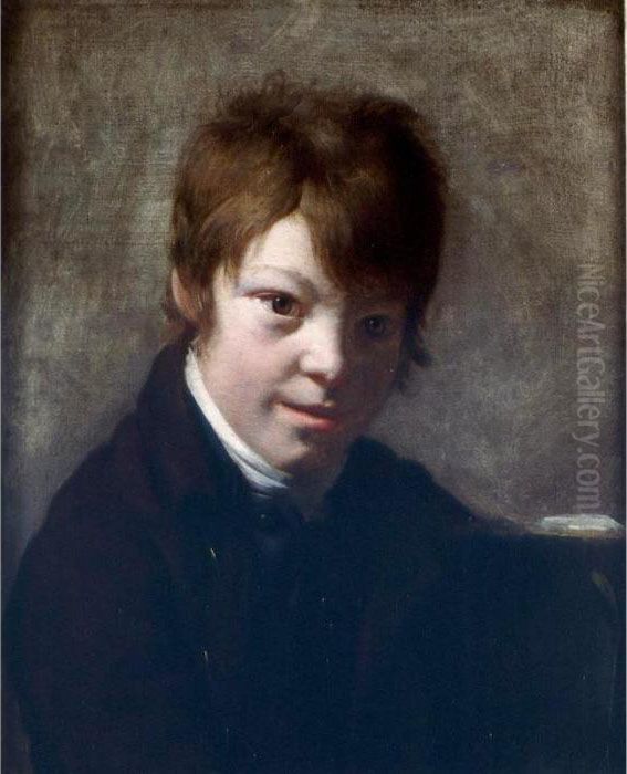 Portrait Of A Young Boy, Said To Be The Artist's Son, Michel-martin, Age 11 Oil Painting by Martin Drolling