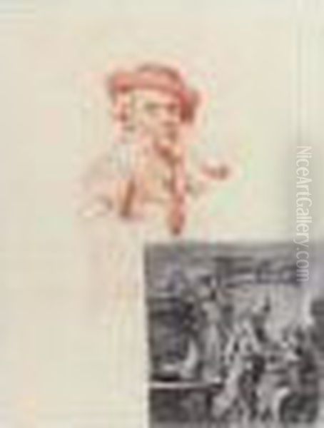 Autoportrait Et Scene D'interieur Avec Personnages Oil Painting by Martin Drolling