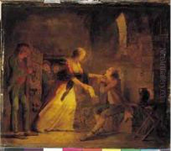 La Visite Au Prisonnier Sous La Terreur Oil Painting by Martin Drolling