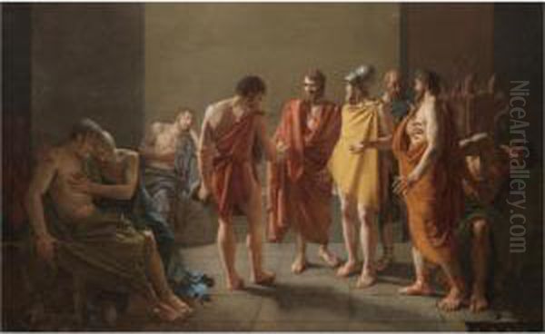 A Subject Taken From Ancient 
History, Traditionally Thought To Represent The Death Of Seneca Oil Painting by Michel-Martin Drolling