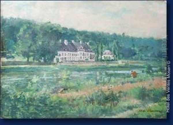 Paysage Anime Au Chateau Oil Painting by Mathilde, Comtesse Du Monceau De Bergendael