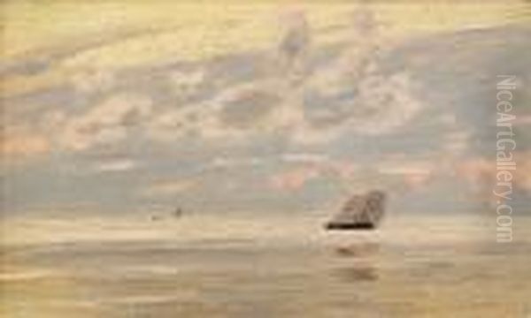 Sailing Boat At Dusk Oil Painting by Nikolai Nikanorovich Dubovsky