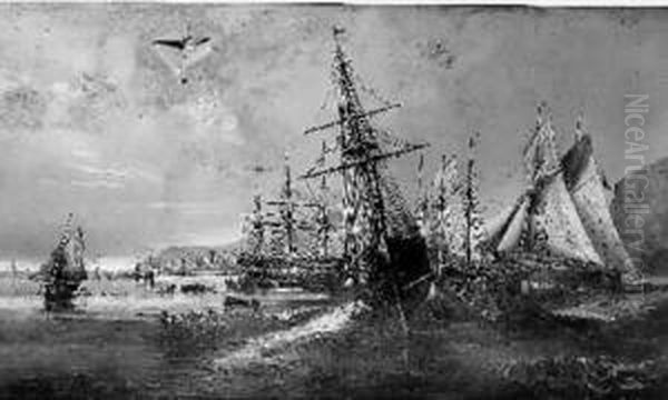 Bateau Sur La Greve Oil Painting by Cheri Francois Dubreuil