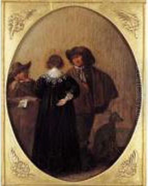 Elegants Dans Un Interieur Oil Painting by Jacob Duck