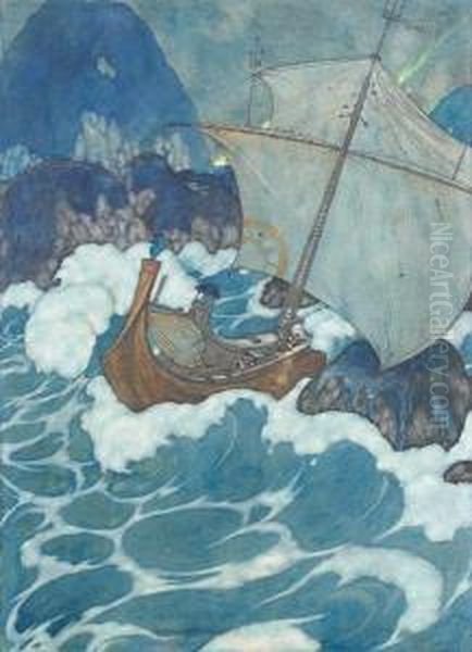 The Ship Struck Upon A Rock Oil Painting by Edmund Dulac