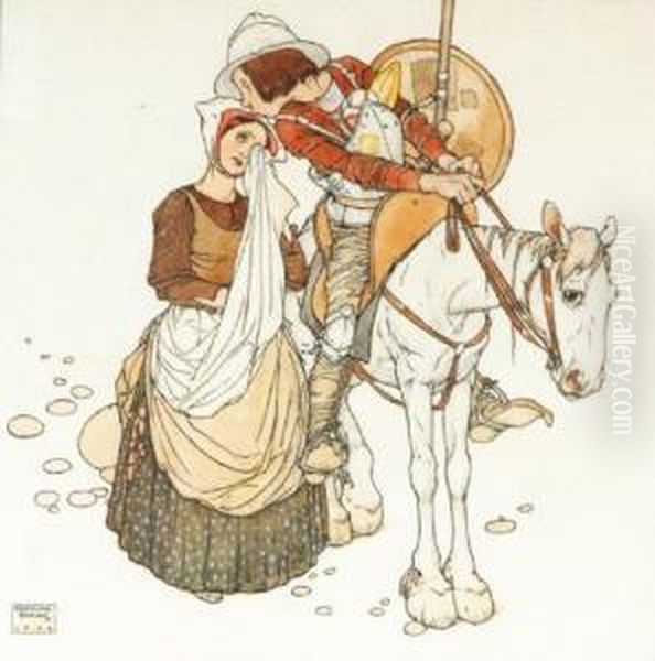 L Was A Lorn Little Lass, 
John Had Left For The Field With His Sword Oil Painting by Edmund Dulac