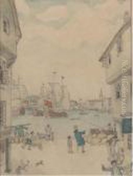 The Apple Barrel; Bristol; And Black Dog Disappears Oil Painting by Edmund Dulac