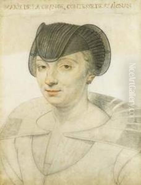 Portrait De Marie De La Grange, 
Comtesse De Saint-aignan, Tournee De 3/4 Gauche, Portant Une Coiffe De 
Veuve, Une Large Collerette Rabattue, Deux Anneaux Passes Dans L'oreille
 Gauche Oil Painting by Daniel Dumonstier